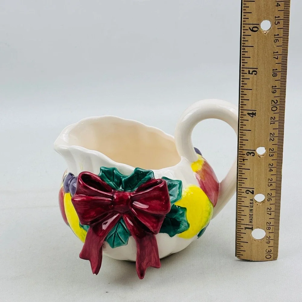 Fitz and Floyd Della Robbia Fruit Bows Creamer Small Serving Pitcher Vintage‎
